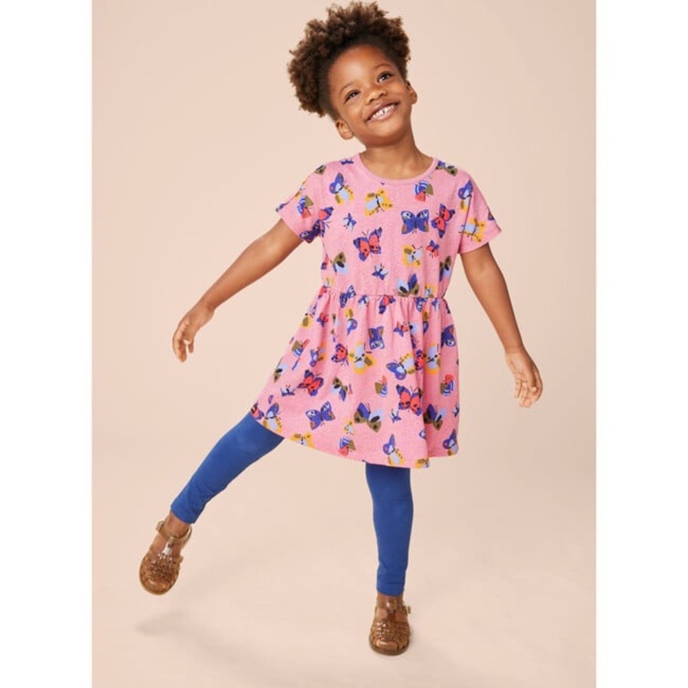 Kids' Pink Butterfly Print Dress - Picture 2 of 6